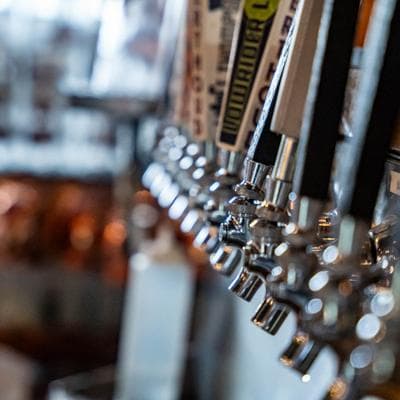 Beer taps at the bar